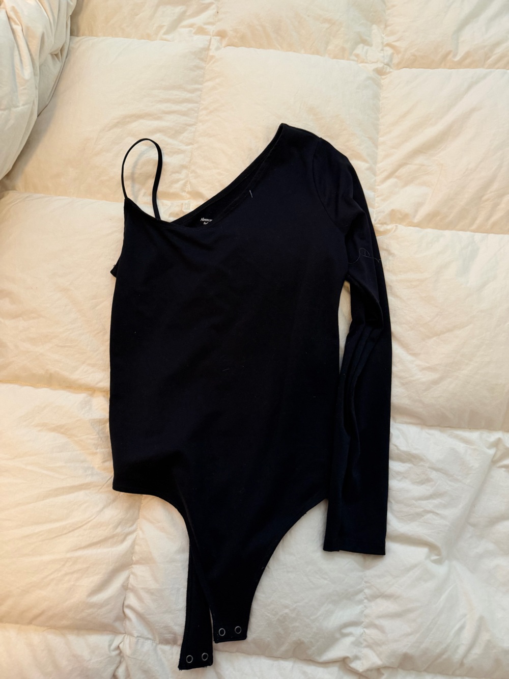 Black Women's Long Sleeve One Shoulder Bodysuit